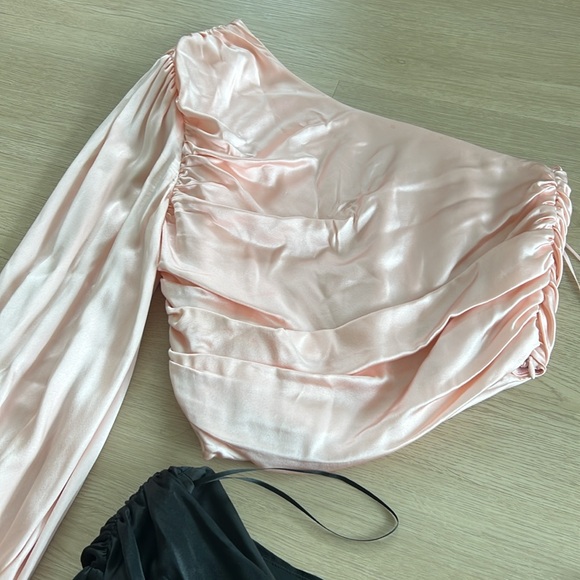 Pink and Black One-Shoulder Top - Picture 3 of 4